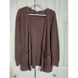 Essentials by full tilt xl women's brown open front knit cardigan